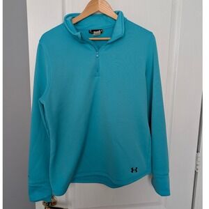 Under Armour Storm Womens Large Turquoise Blue Quarter Zip Fleece Pullover LG